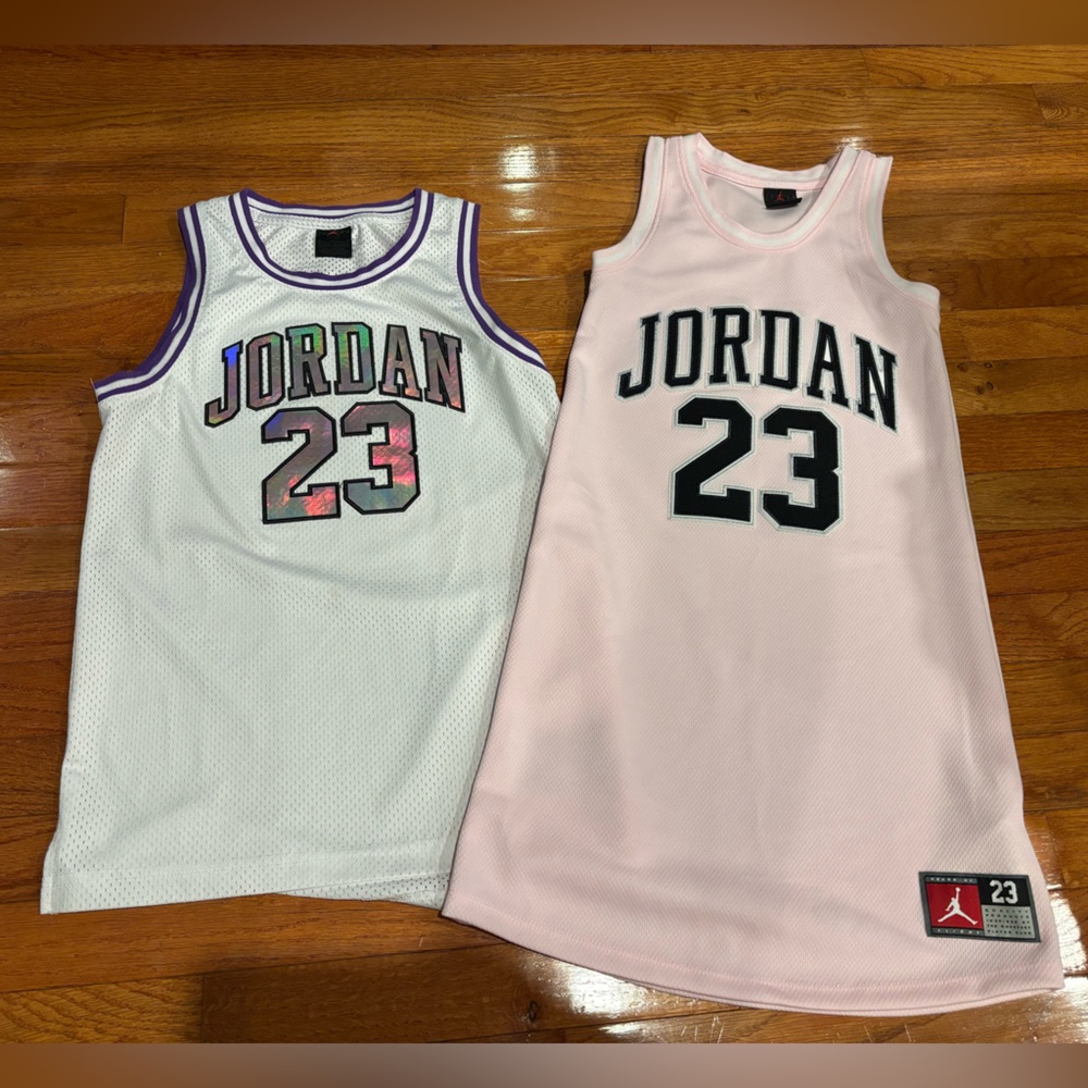 Jordan Kids' White and Pink Tank Top Dresses with Number 23